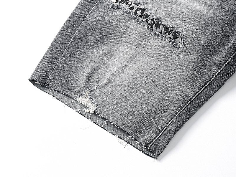 Purple Brand Distressed Gray Denim Shorts