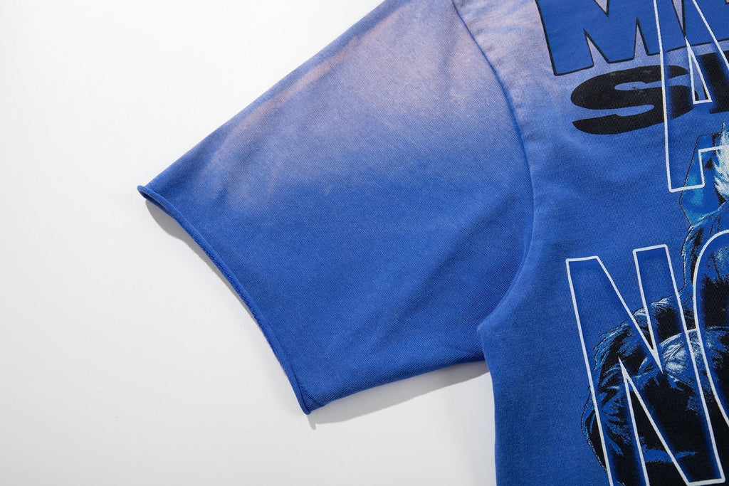 MAJESTIK Washed Blue Front & Back Graphic Short-Sleeve T-Shirt
