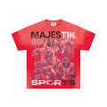 MAJESTIK Red Bear Football Graphic T-Shirt