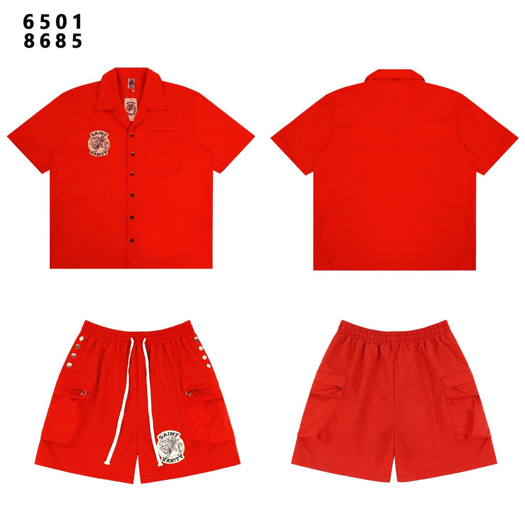 SAINT Vanity Patch Short-Sleeve Shirt & Cargo Shorts Set