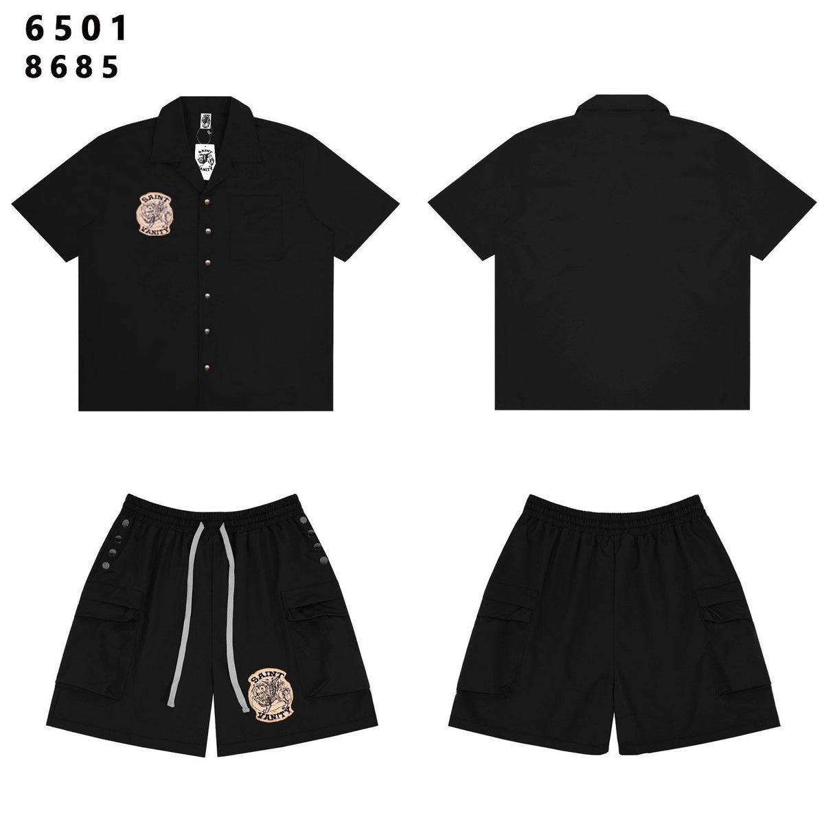 SAINT Vanity Patch Short-Sleeve Shirt & Cargo Shorts Set