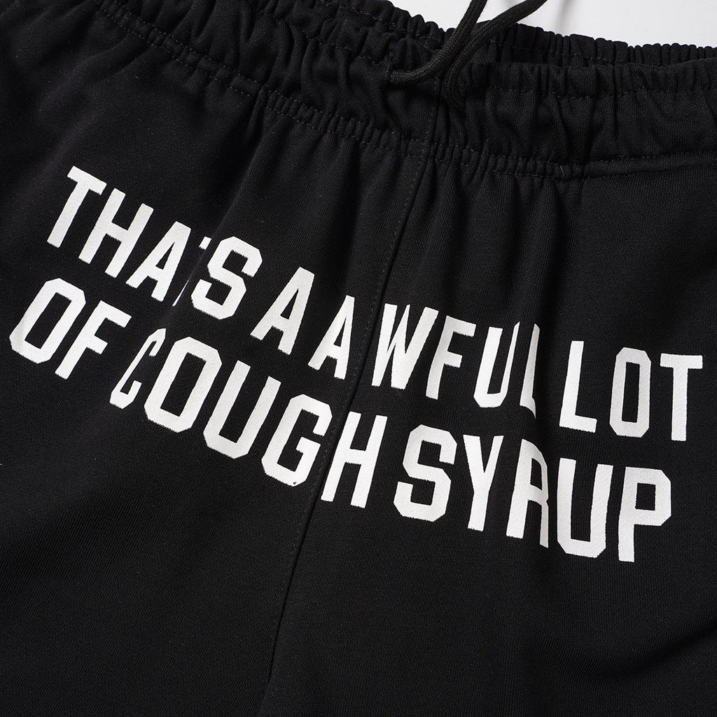 THAT'S A AWFUL LOT OF COUGH SYRUP Black Graphic Shorts