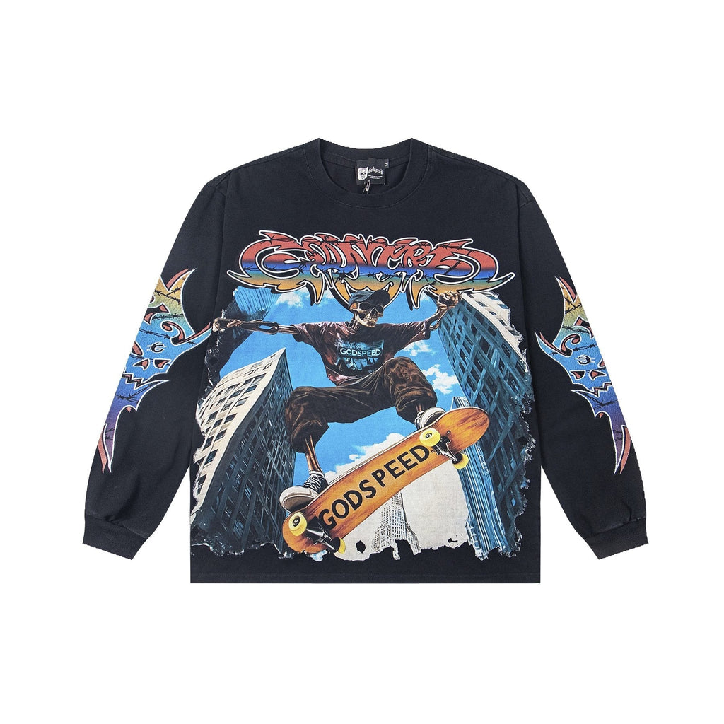 Godspeed White Ink Graphic Long-Sleeve T-Shirt