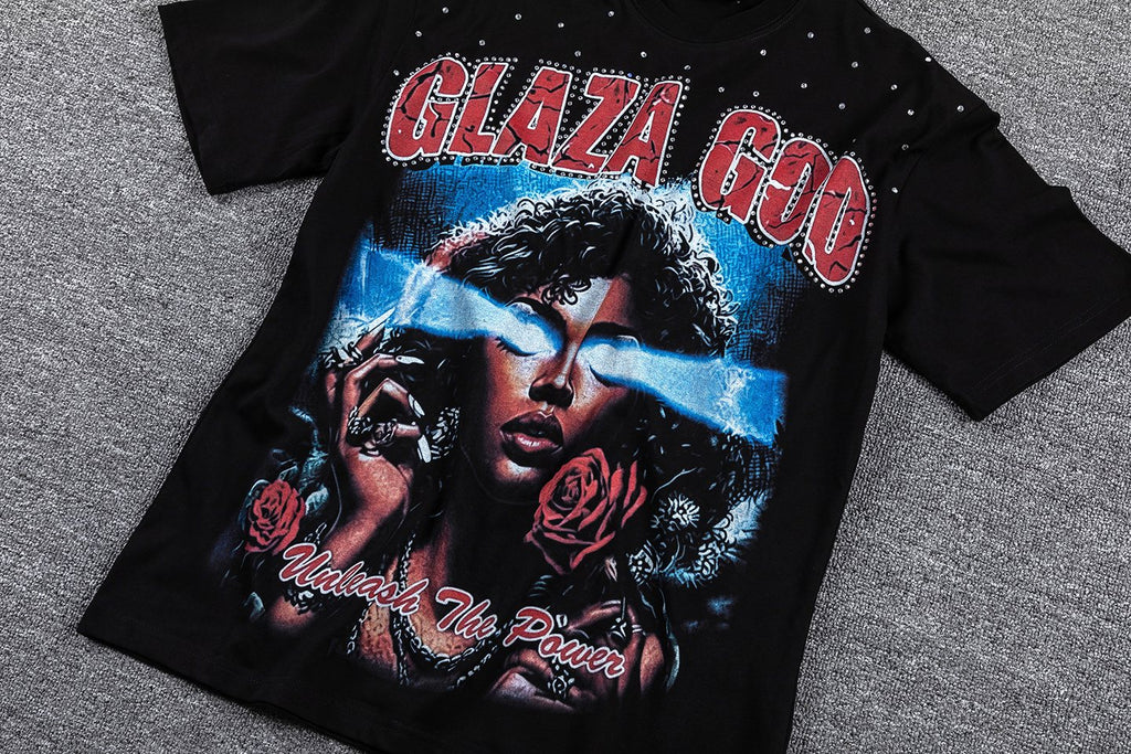 GLAZA GOD Unleash The Power Graphic T-Shirt