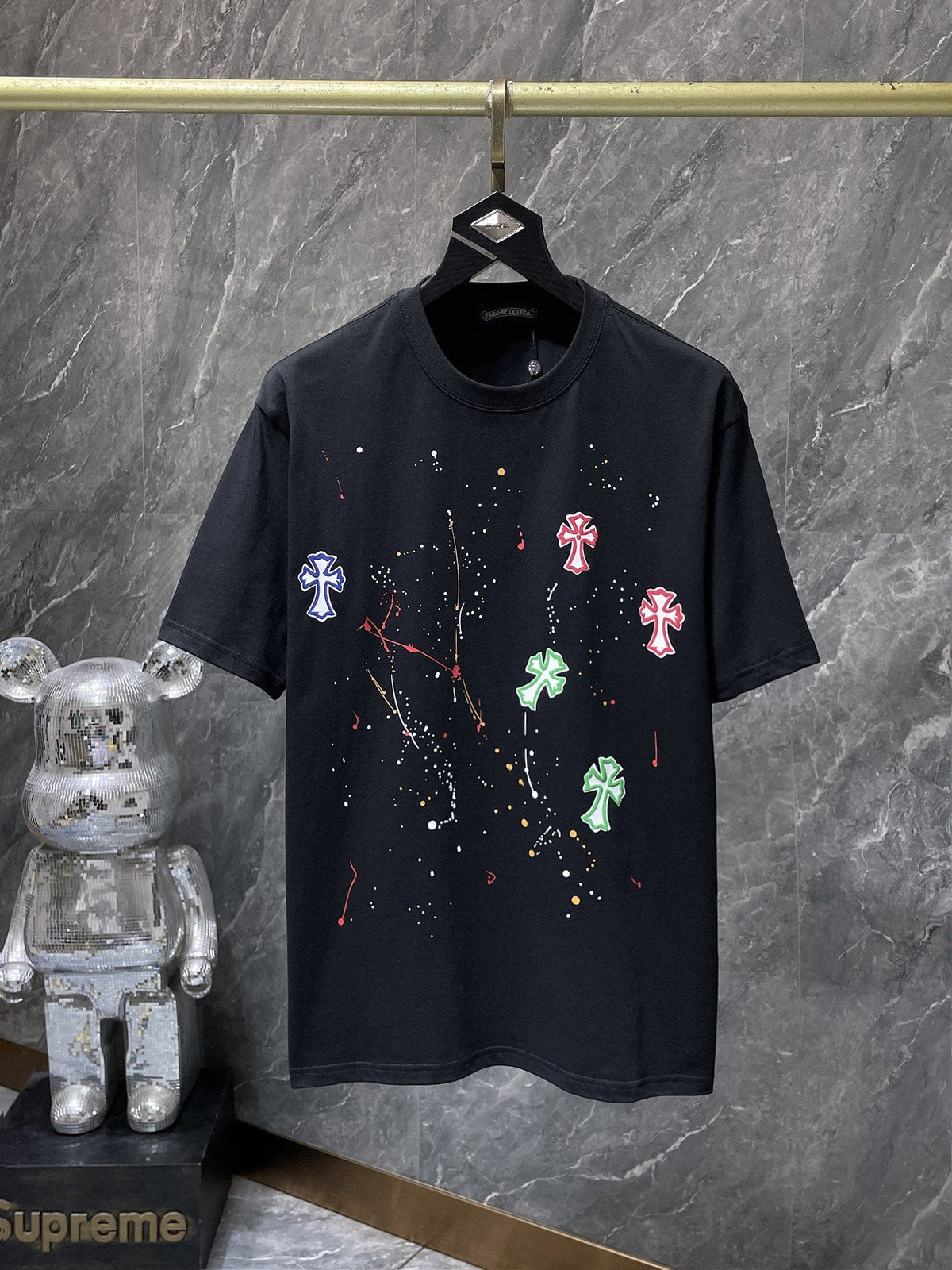 Chrome Hearts Cross Paint Splatter Graphic T-Shirt
