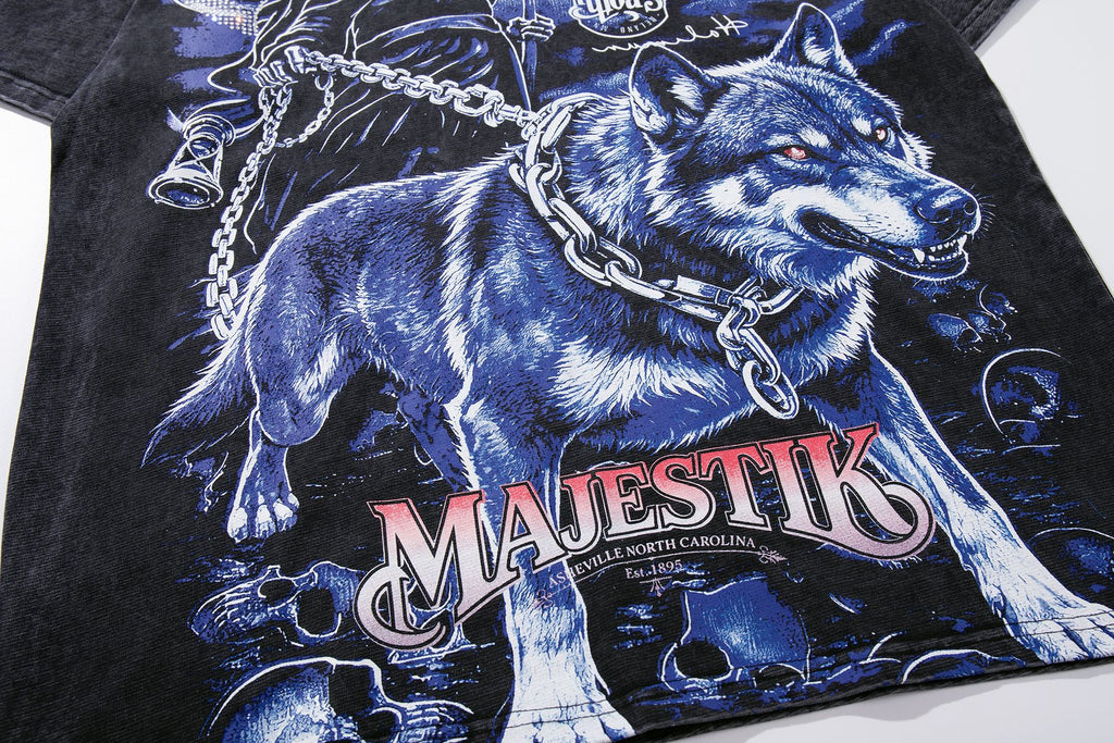 MAJESTIK Wolf Reaper Graphic T-Shirt