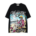 MAJESTIK Rhinestone Distressed Graphic T-Shirt