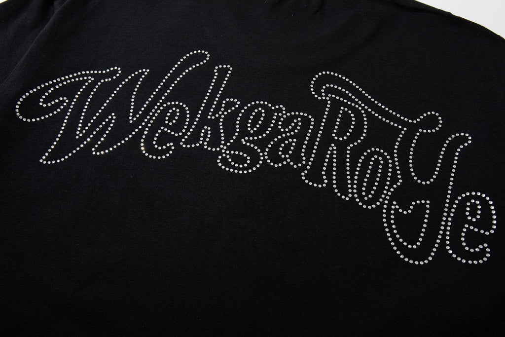 MAJESTIK Rhinestone Distressed Graphic T-Shirt