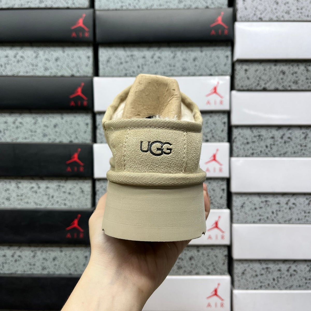 UGG Tazz Lace Platform Slipper – Suede Mule with Deep UGGplush Shearling Lining, Tonal Stitching & Sugar Sole² Platform in Sand
