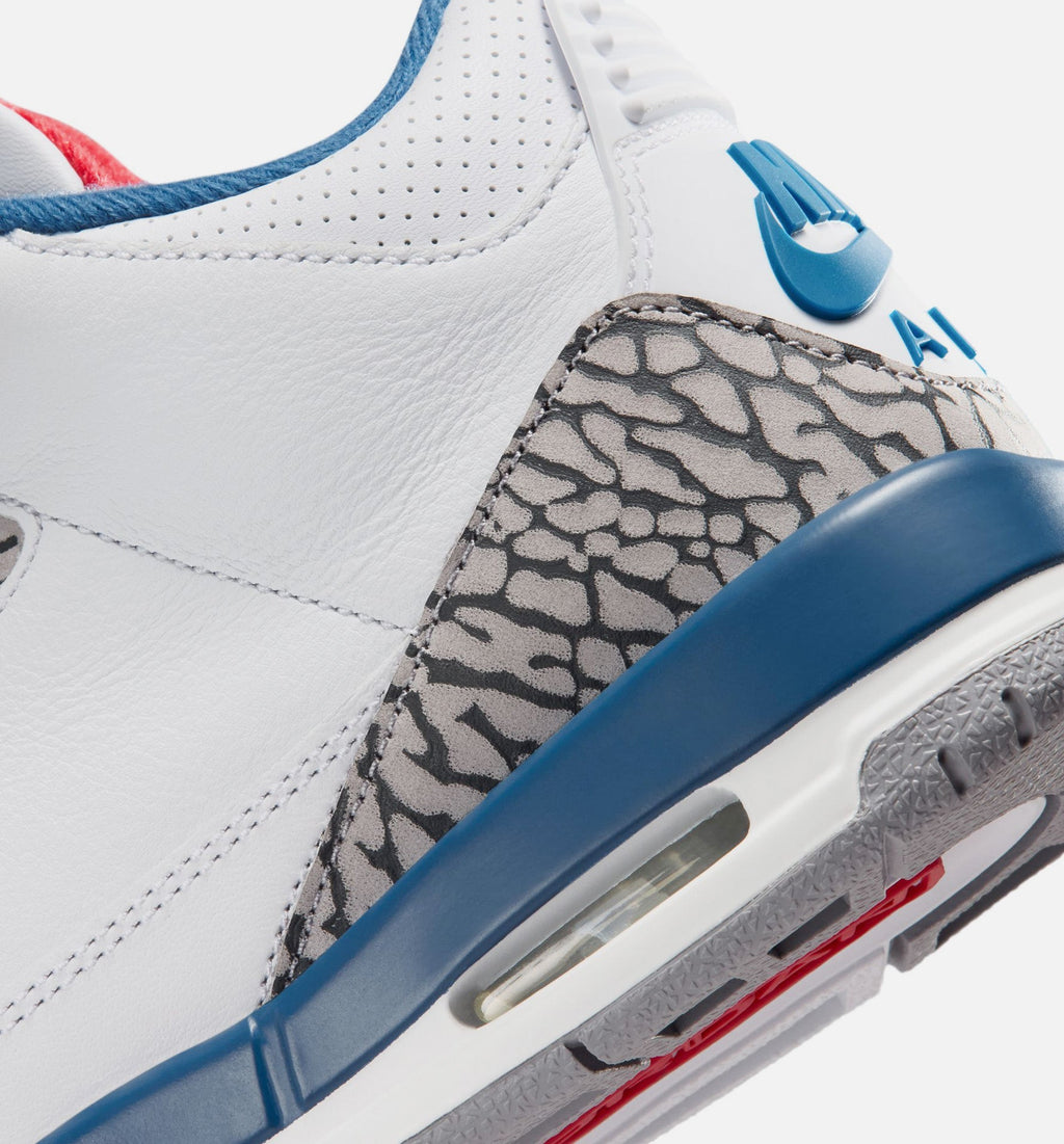 Air Jordan 3 Retro OG True Blue Grade School Lifestyle Shoes - White/Fire Red/True Blue