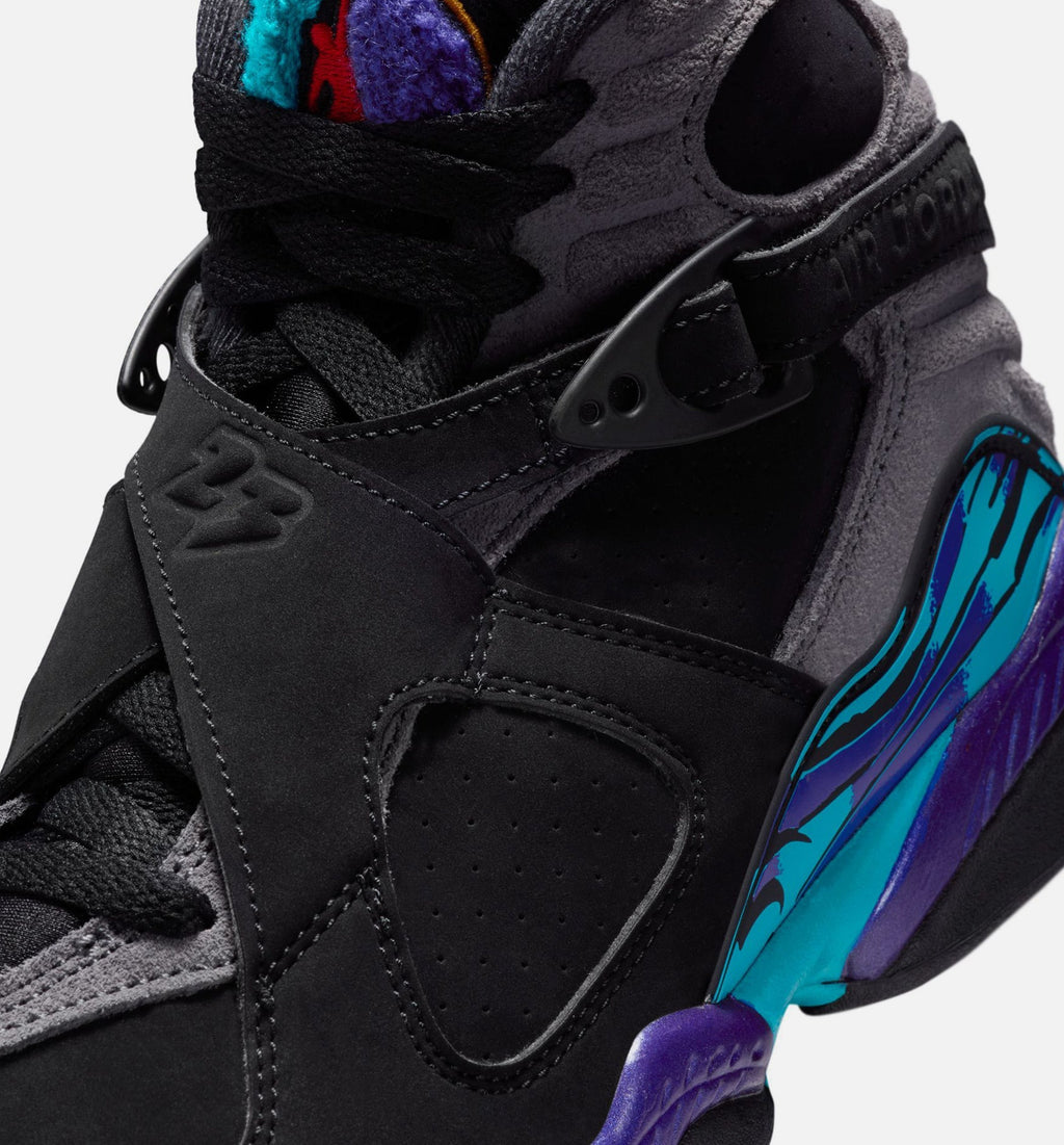 Air Jordan 8 Retro Aqua Big Kids' Sneakers - Black / Multi Color / Bright Concord