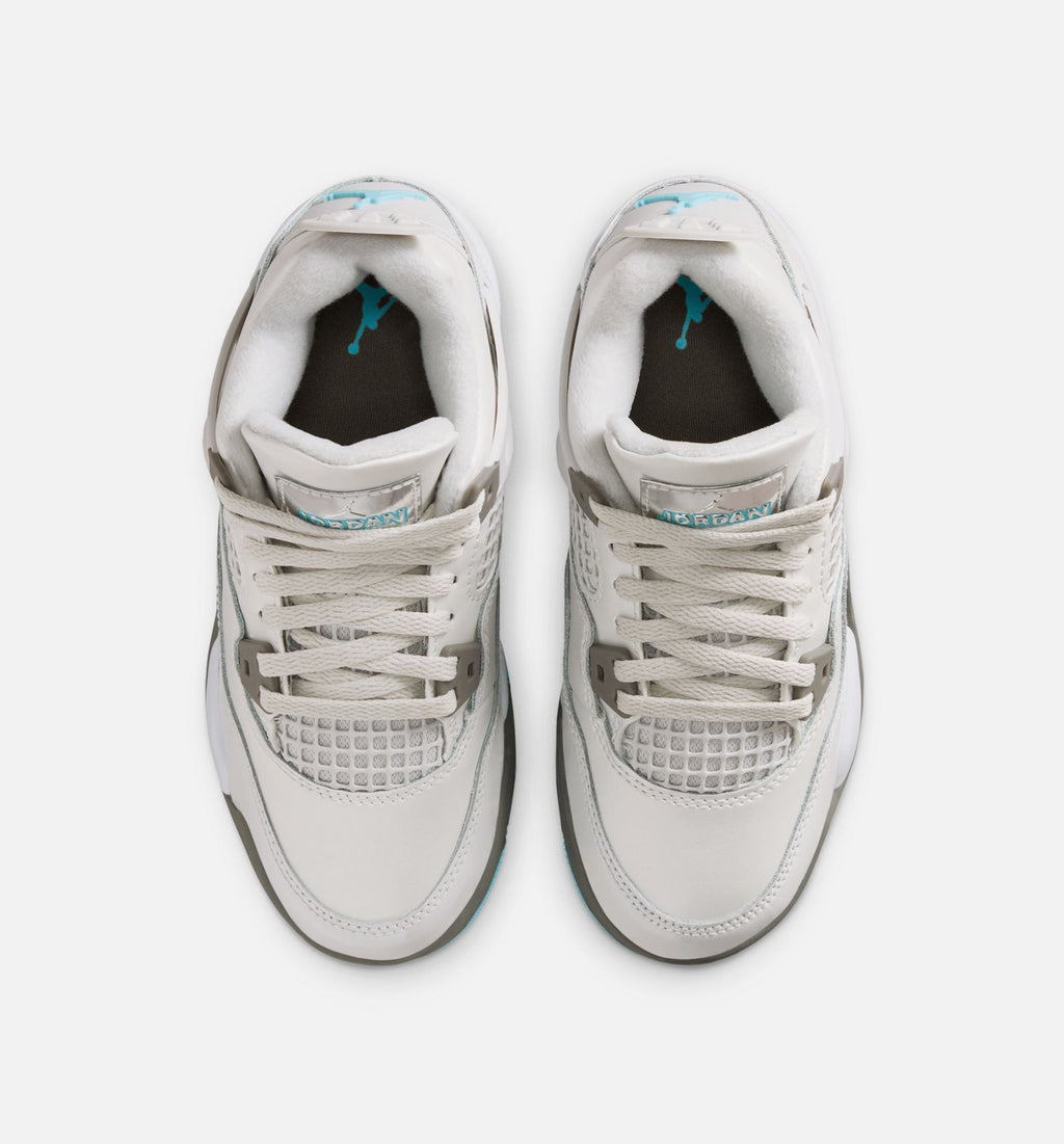 Air Jordan 4 Retro Blue Chill Preschool Lifestyle Shoes - Photon Dust/Blue Chill/Flat Pewter/White/Blue Tint