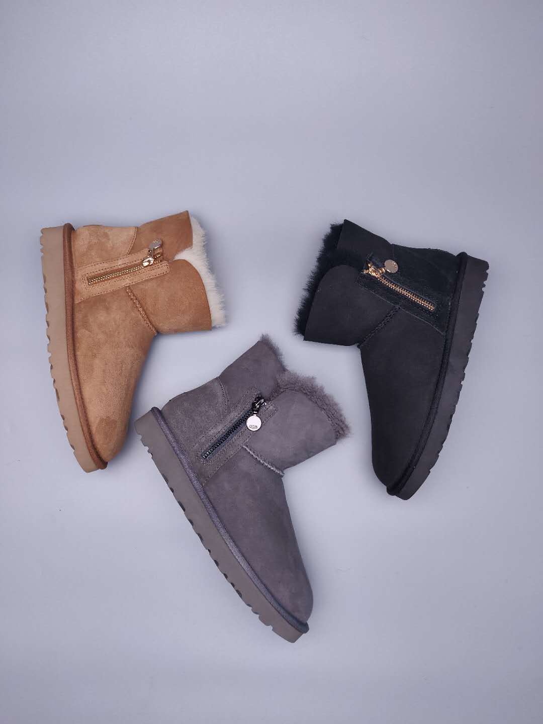 Grey Side Zip Ankle Boots — New Arrival | In Stock