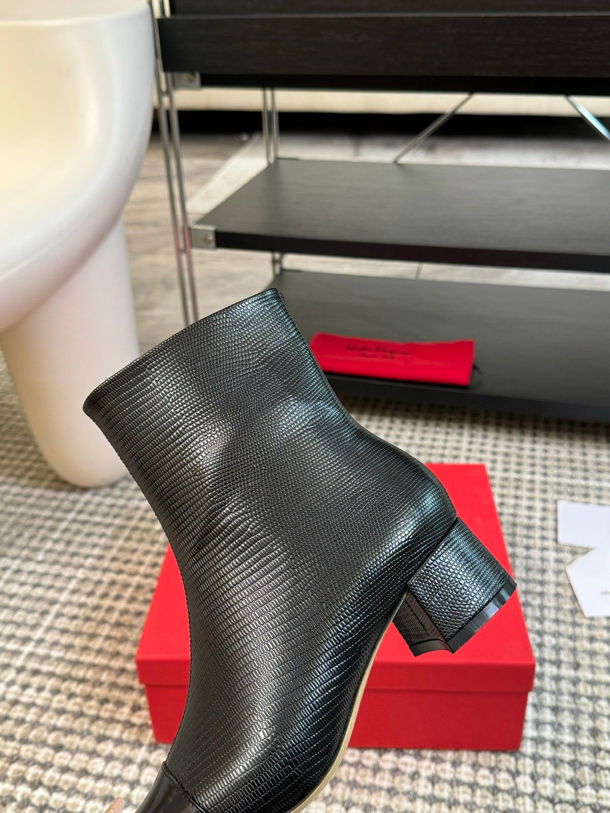 Ferragamo Pointed Toe Chunky Heel Ankle Boots – Autumn/Winter Collection