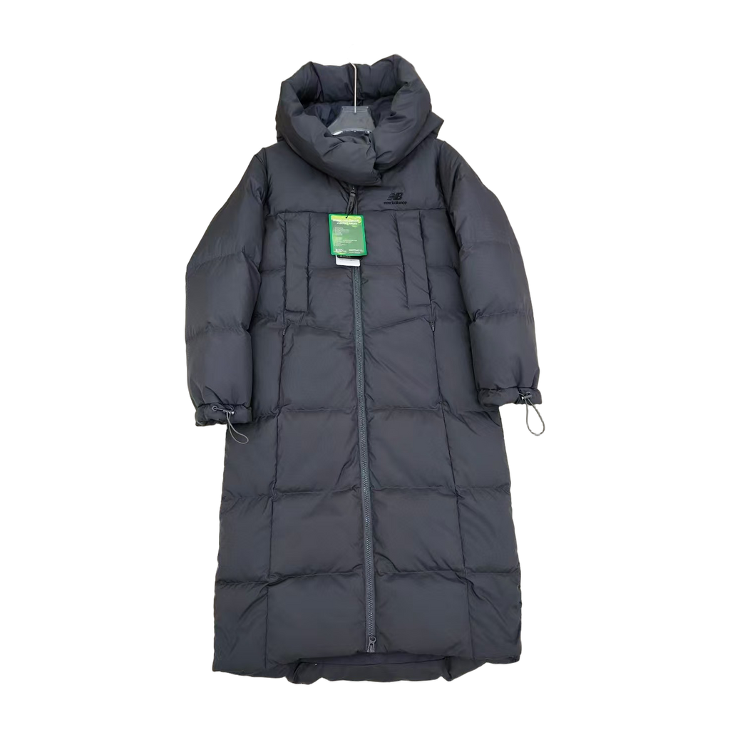 New Balance Hooded Long Puffer Coat | Black | Premium Insulation