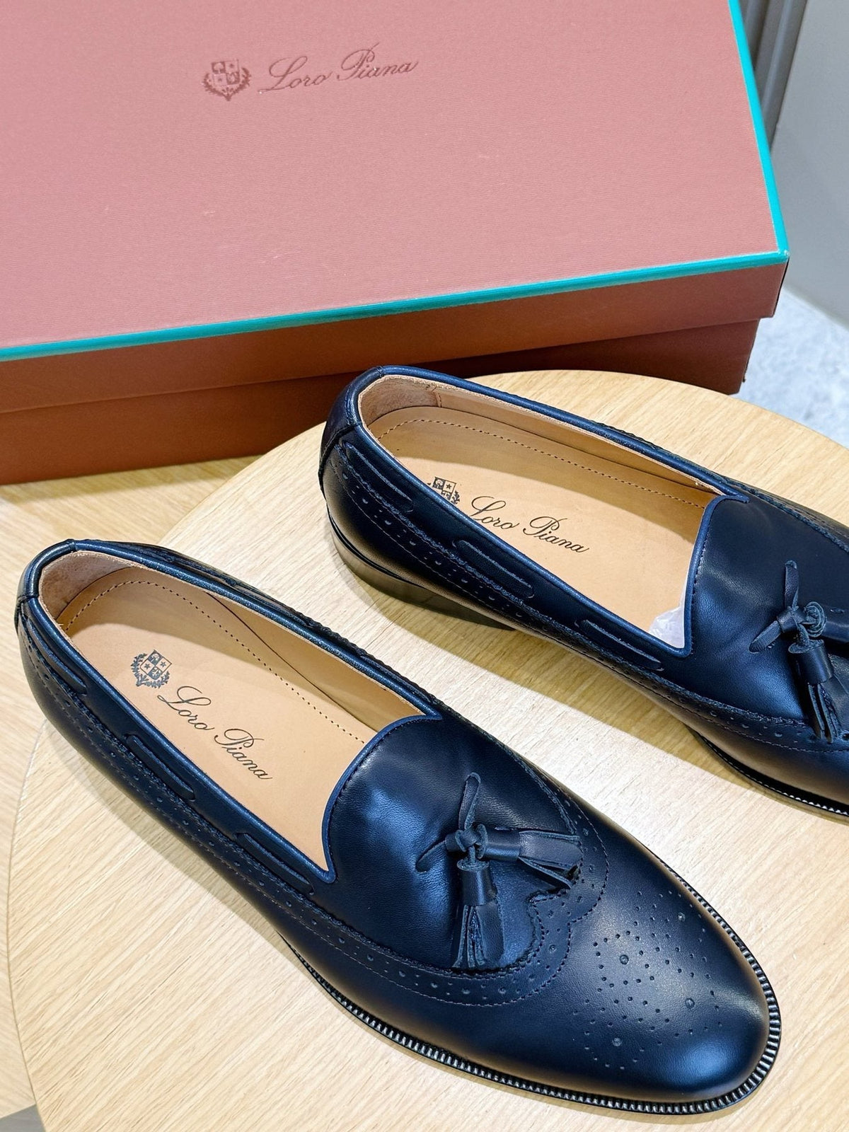 Loro Piana Navy Blue Tassel Loafers