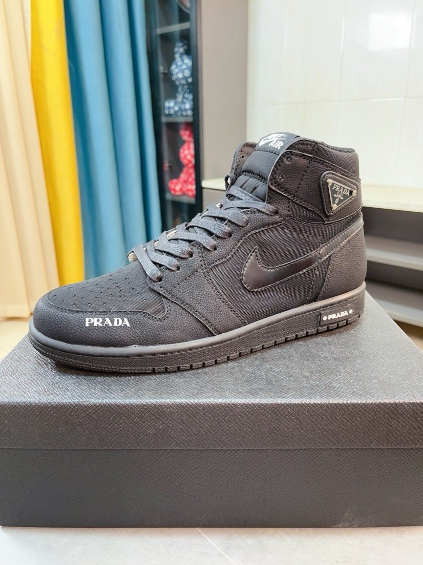 Prada Dark Charcoal High-Top Sneakers
