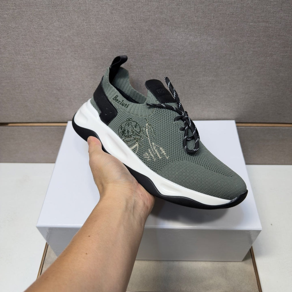 Berluti Olive Gray Lace-Up Sneakers
