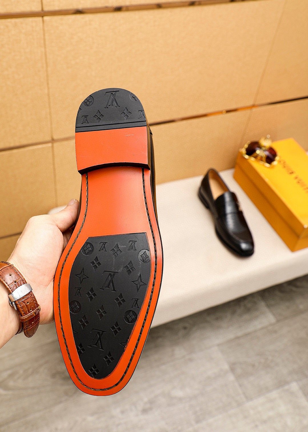 Louis Vuitton Black Textured Loafers - Metal Vamp Detail
