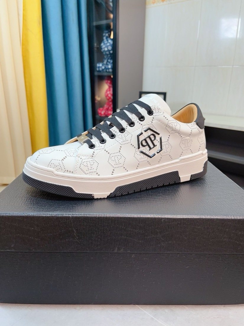 Philipp Plein White Black Accent Sneakers