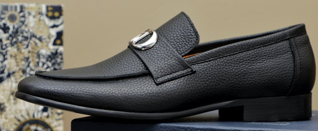 Dior Black Pebbled Leather Loafers
