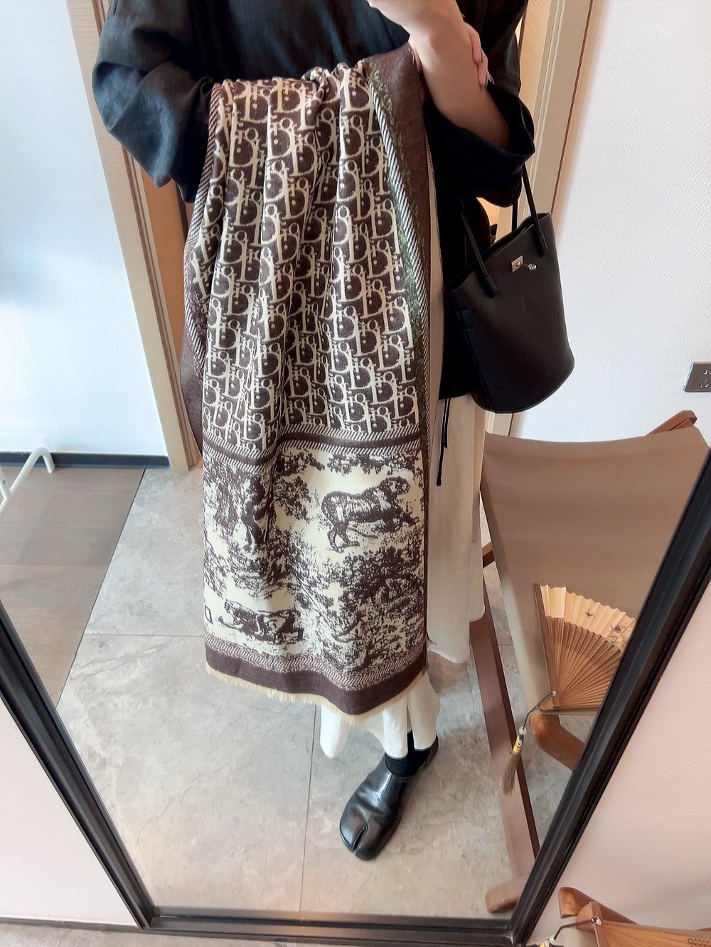 Dior Toile Pattern Fringe Scarf