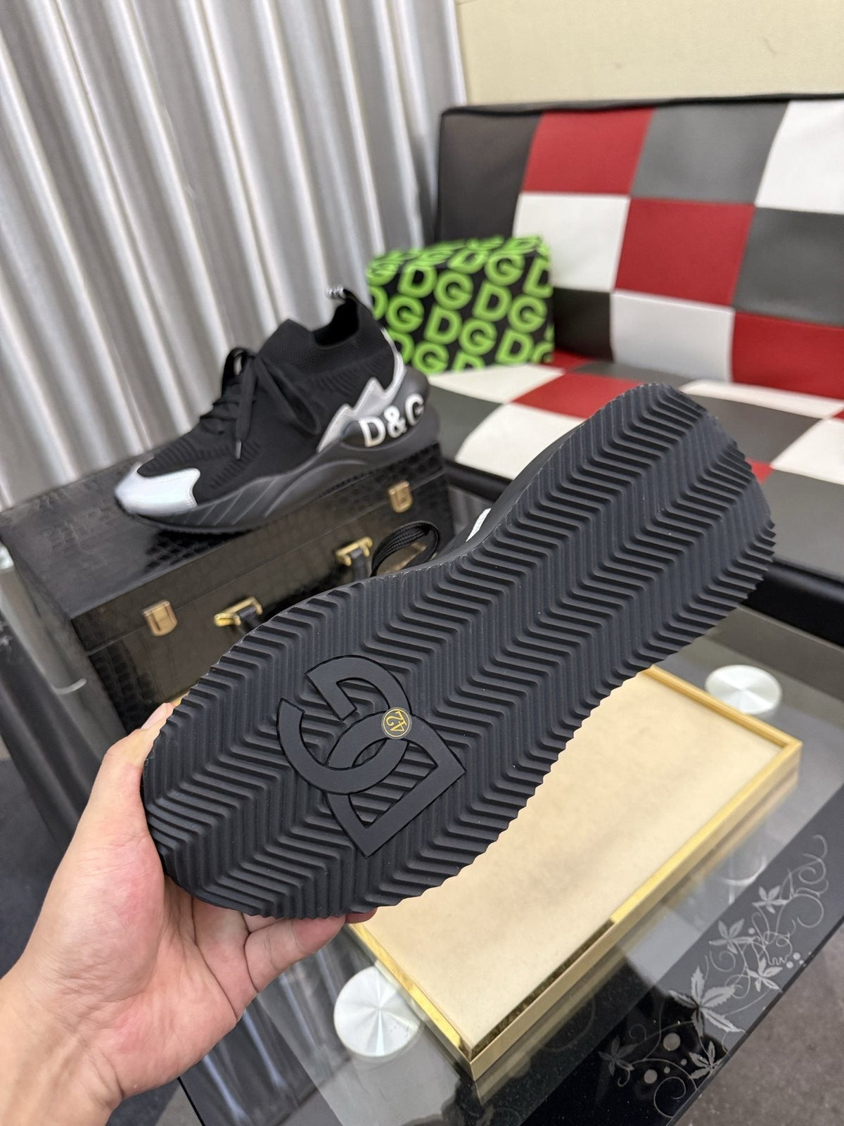 Dolce & Gabbana Black Sneakers with Silver Accents