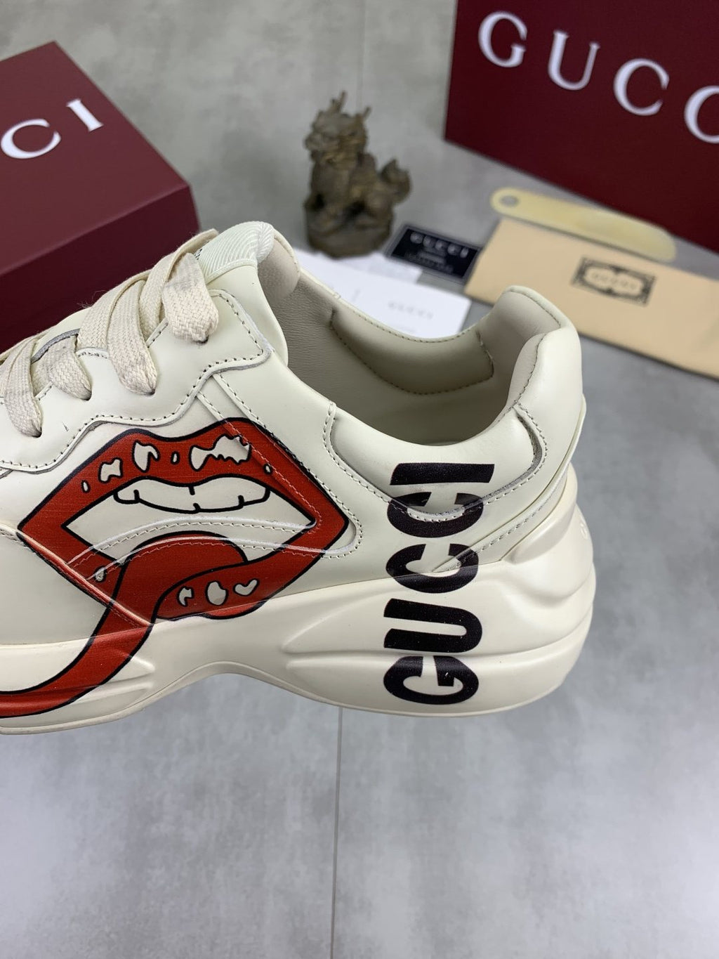 Gucci Cream White Graphic Chunky Sneakers