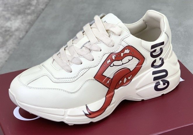 Gucci Cream White Graphic Chunky Sneakers