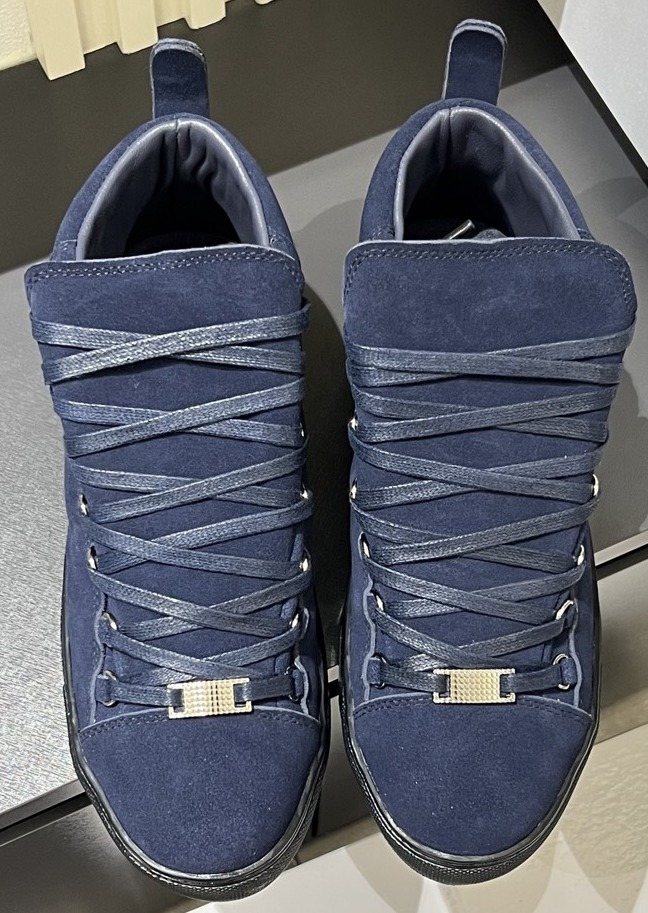 Balenciaga Navy Blue Lace-Up High-Top Sneakers