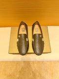 Versace Brown Textured Loafers