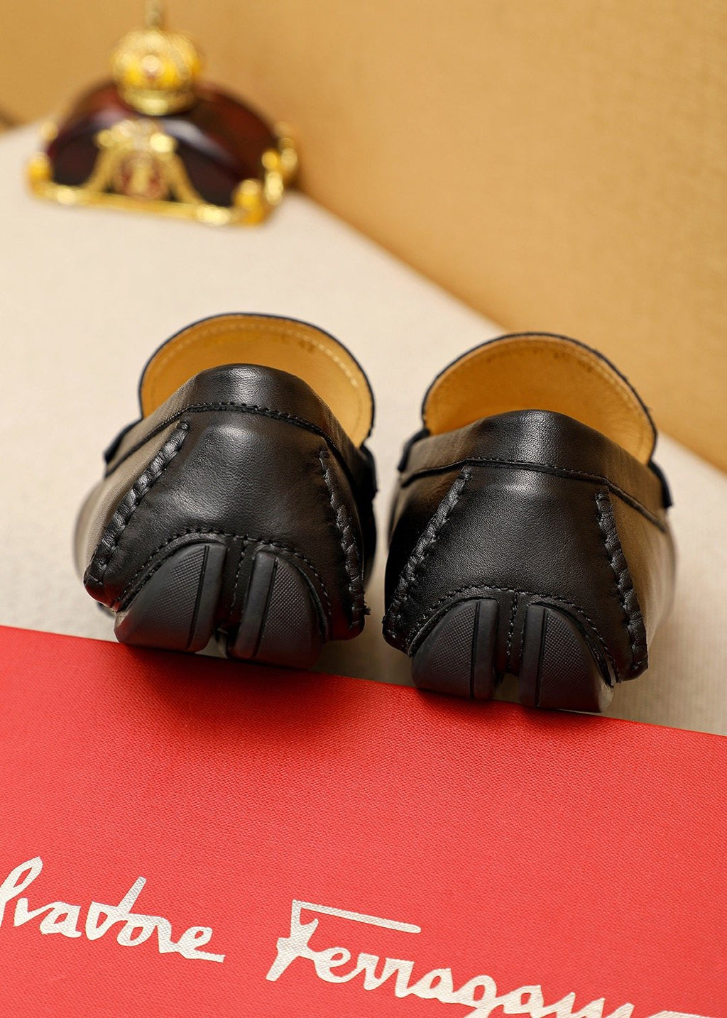 Ferragamo Black Metal-Trim Loafers