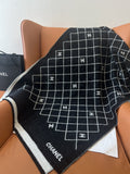Chanel Black & Ivory Grid Shawl