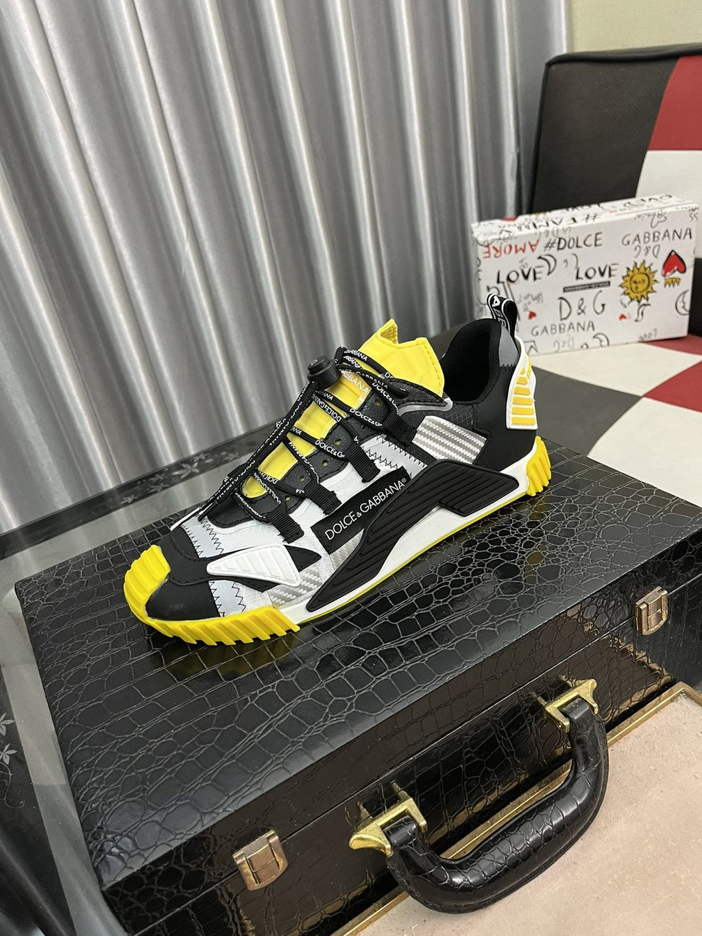 Dolce & Gabbana Black, White & Yellow Sneakers