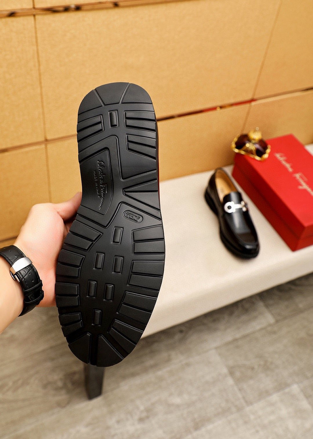 Ferragamo Black Hardware Loafers - Slip-On Construction