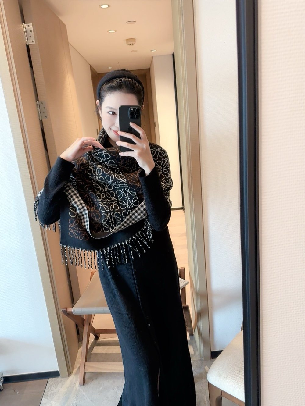 Patterned Fringe Scarf