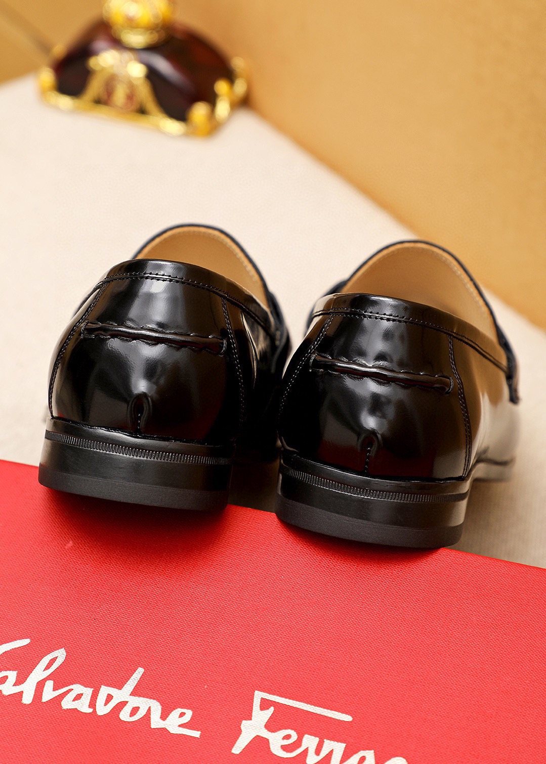 Ferragamo Black Buckle Leather Loafers - Silver-Tone Hardware