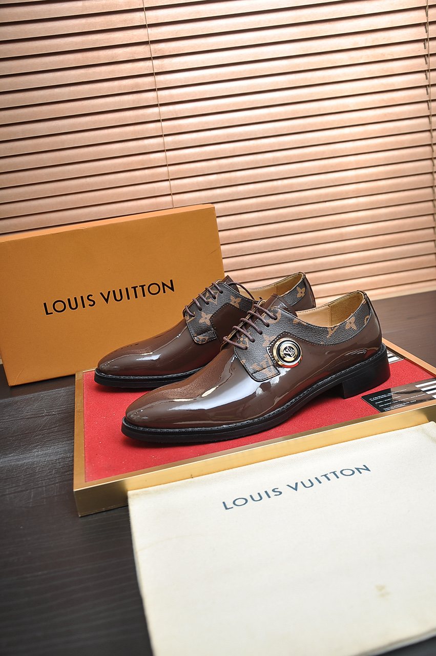 Louis Vuitton Patterned-Trim Lace-Up Dress Shoes