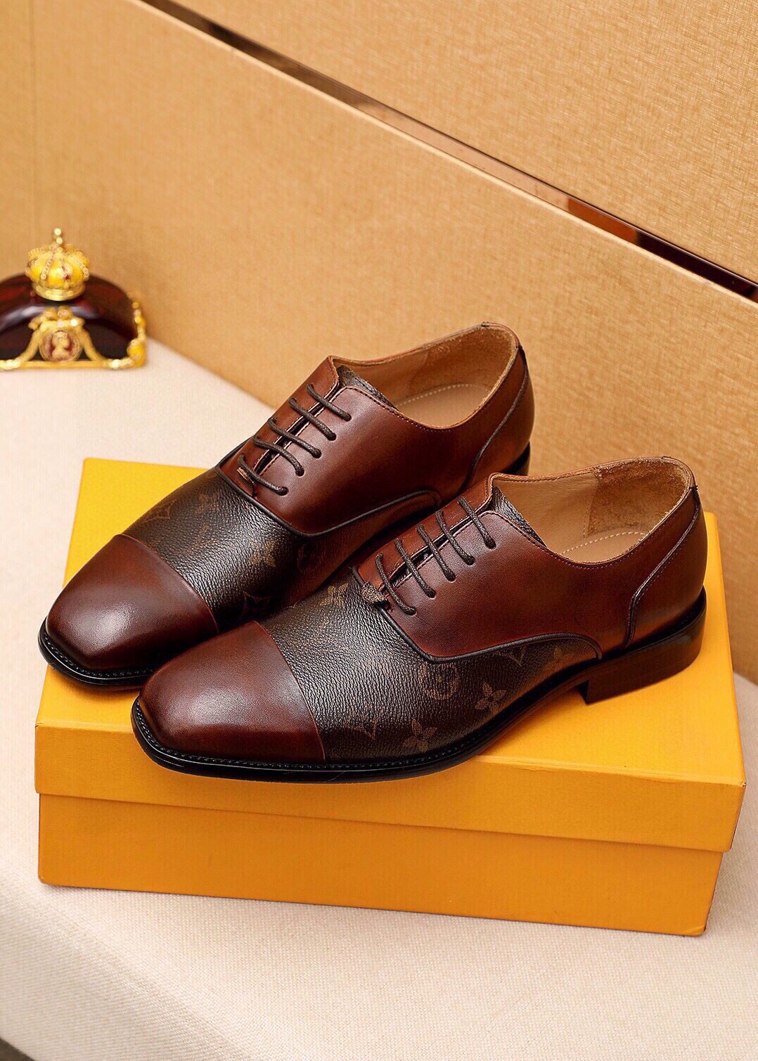 Louis Vuitton Patterned Panel Lace-Up Dress Shoes