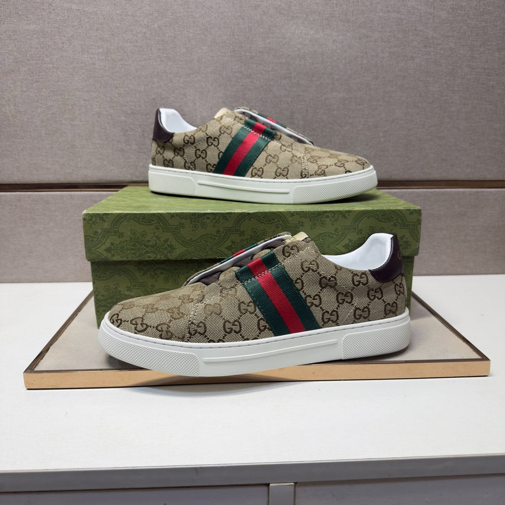 Gucci Men’s Monogram Web Slip-On Shoes