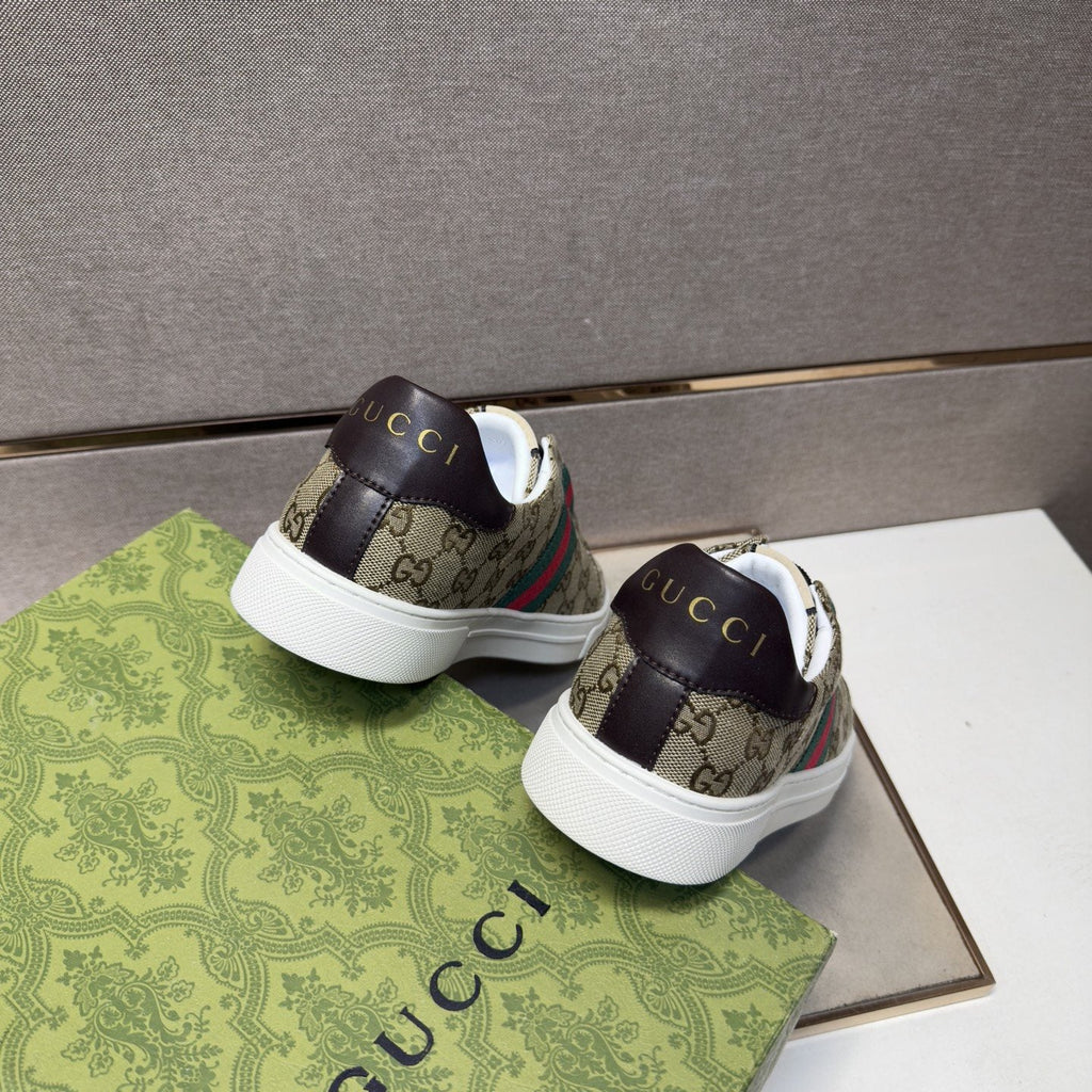 Gucci Men’s Monogram Web Slip-On Shoes