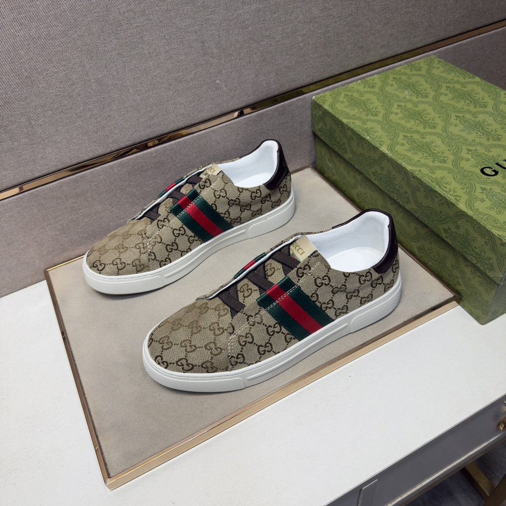Gucci Men’s Monogram Web Slip-On Shoes