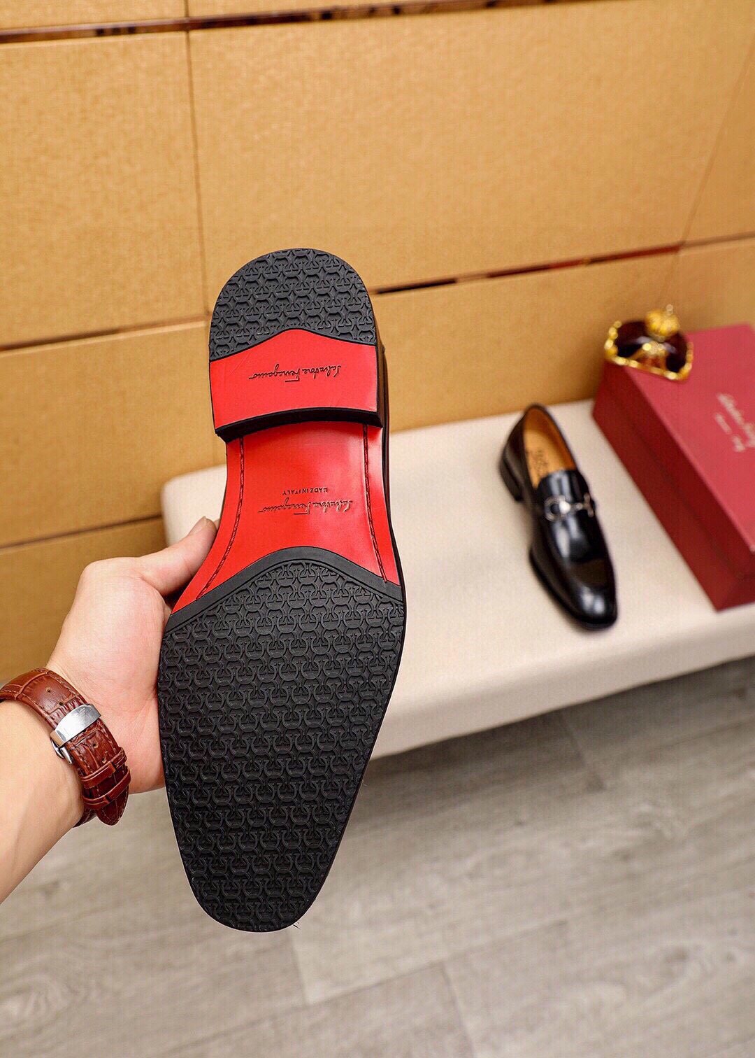 Ferragamo Buckle Leather Loafers
