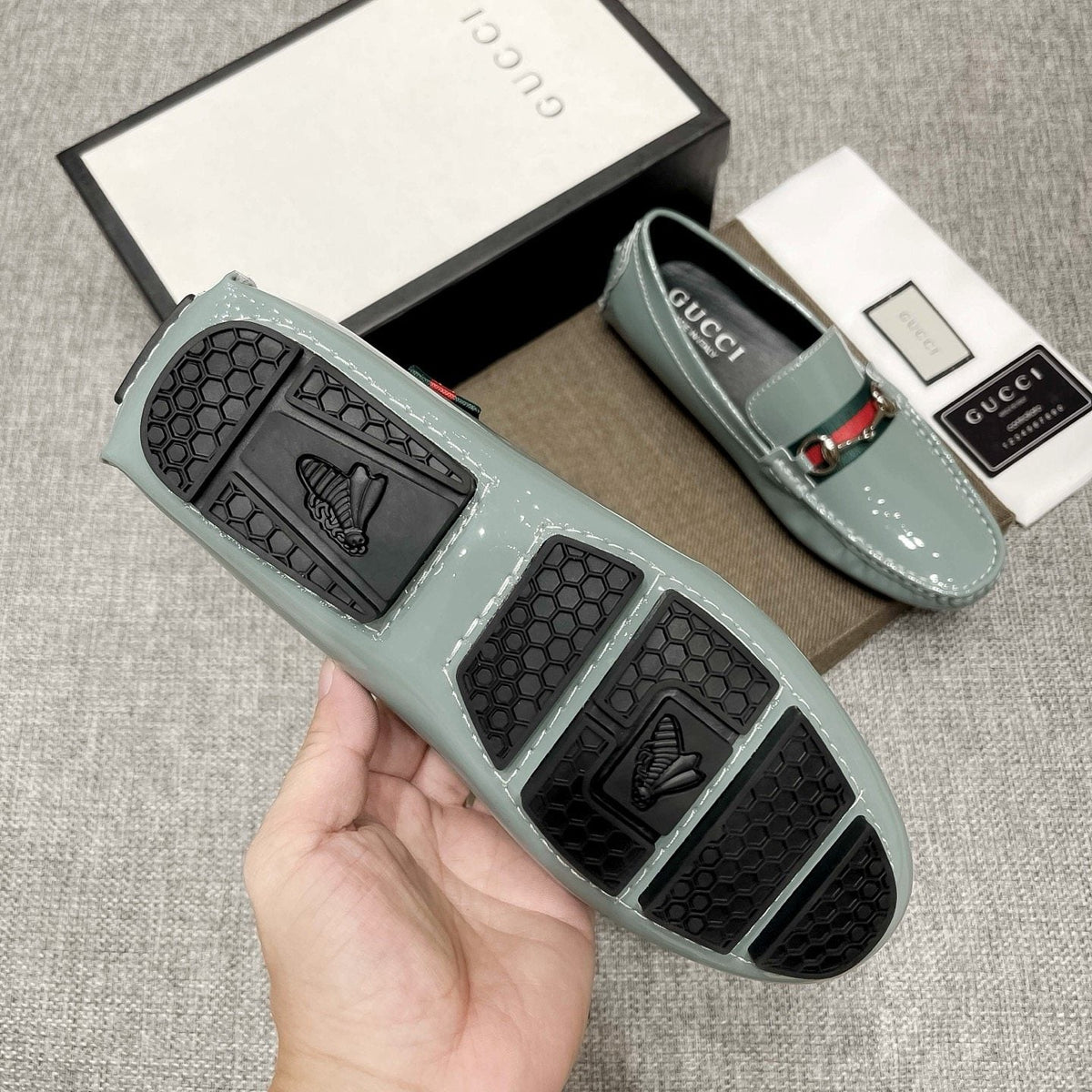 Gucci Web Stripe Loafers - Moc-Toe Stitching