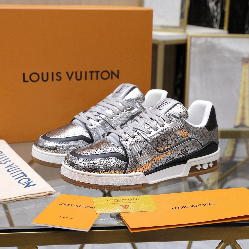 Louis Vuitton Metallic Crackle Low-Top Sneakers
