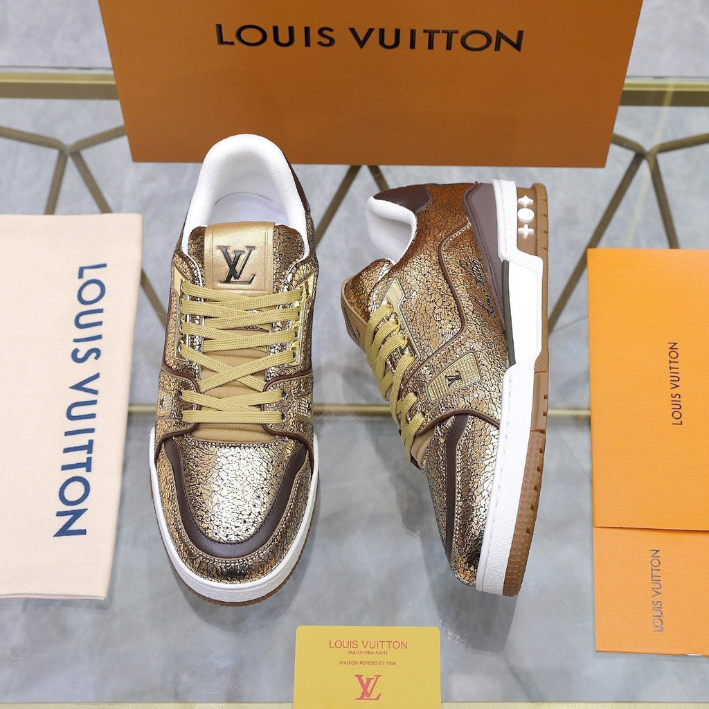 Louis Vuitton Metallic Crackle Low-Top Sneakers