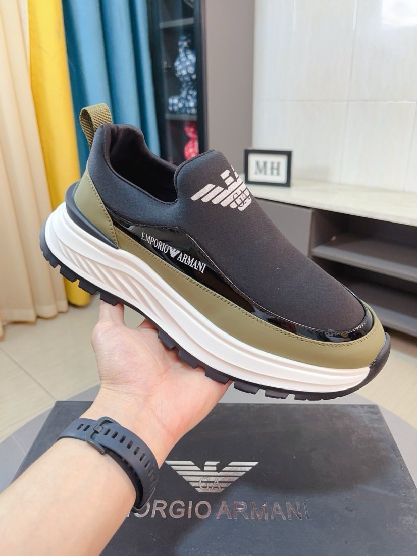 Armani Color-Block Slip-On Sneakers