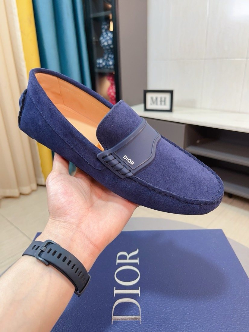 Dior Moc-Toe Logo Plaque Loafers