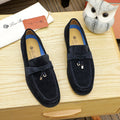 Loro Piana Black Apron-Toe Loafers