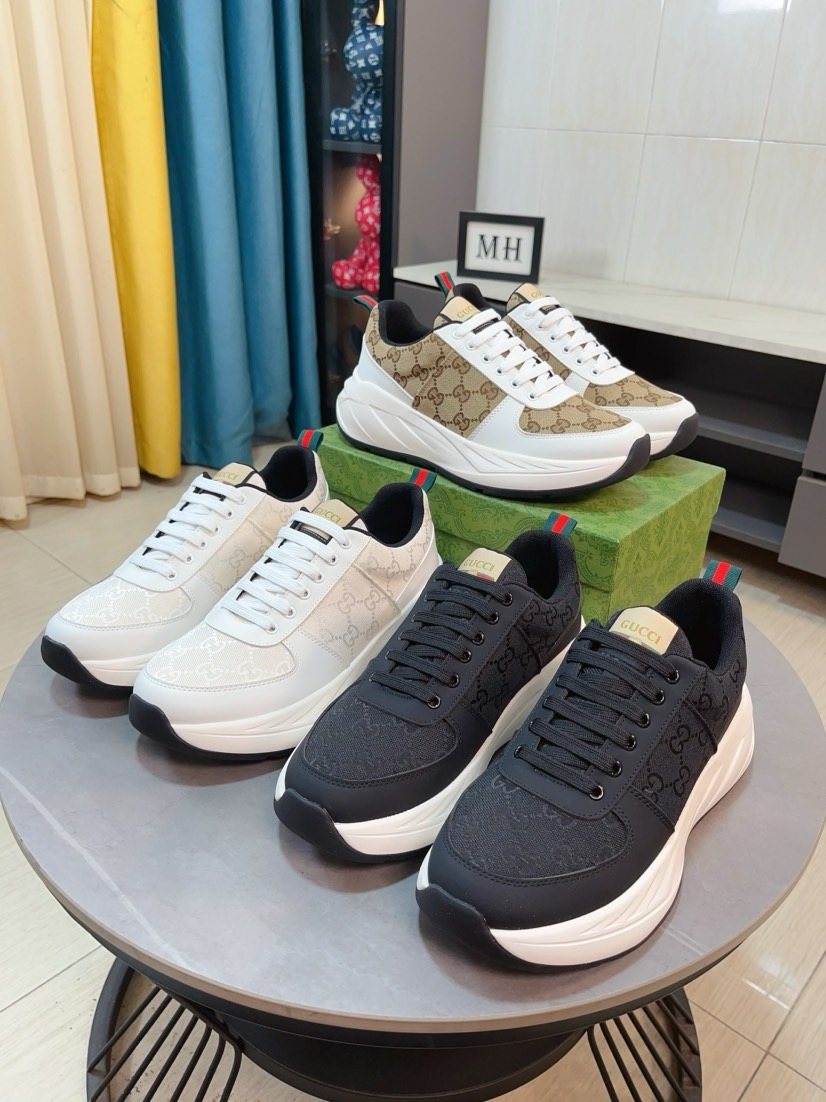 Gucci Men's Patterned Lace-Up Low-Top Sneakers